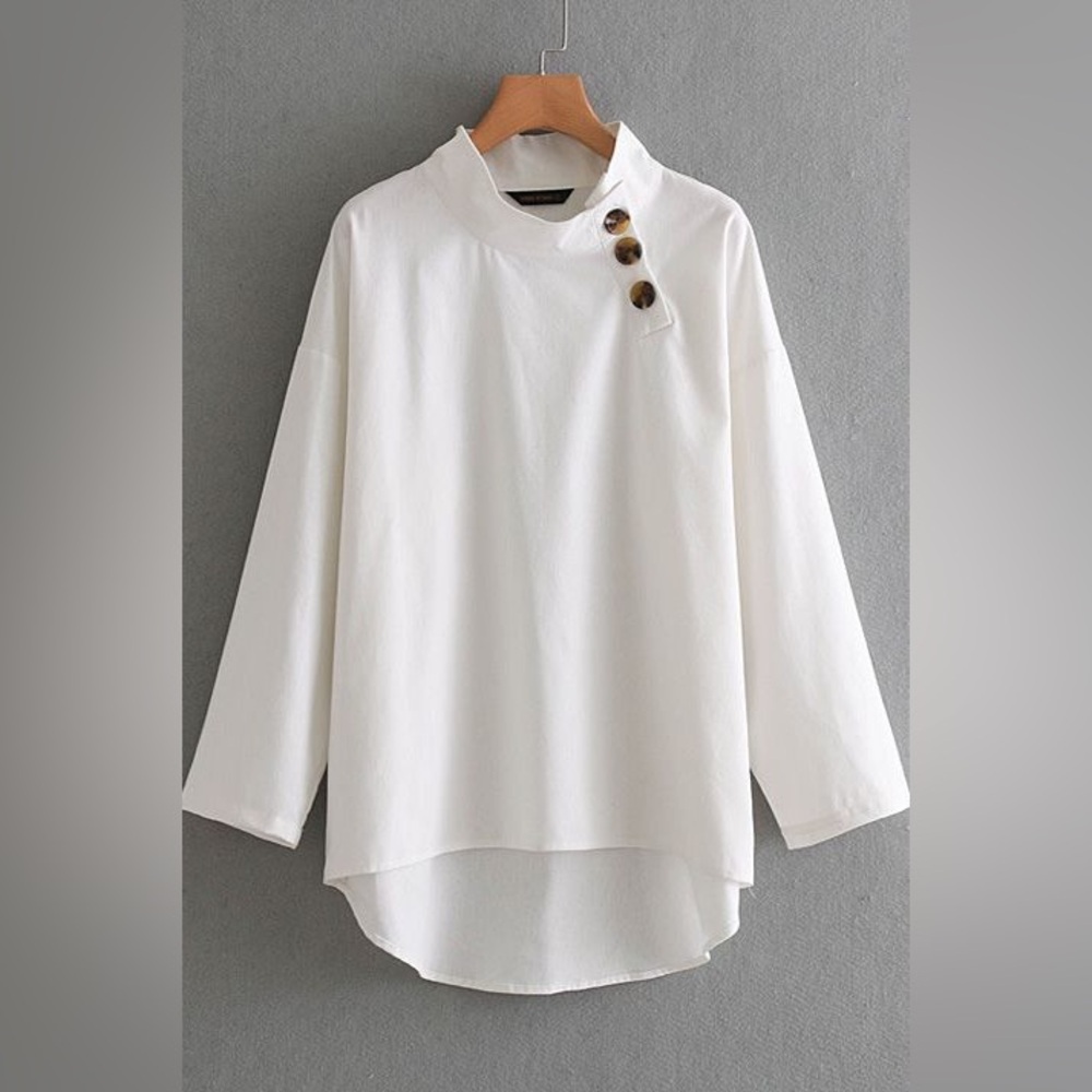 Mustard Seed Linen Mockneck Shirt